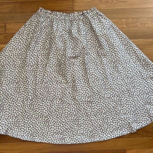 Vintage Circle Skirt Brown Leaf Print Polyester Elastic Waist M - Picture 5 of 9